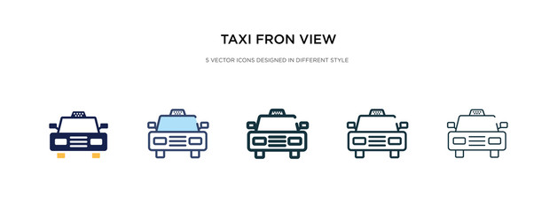 Poster - taxi fron view icon in different style vector illustration. two colored and black taxi fron view vec