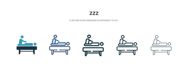 Wall Mural - zzz icon in different style vector illustration. two colored and black zzz vector icons designed in filled, outline, line and stroke style can be used for web, mobile, ui