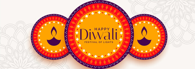 Wall Mural - flat style happy diwali decorative banner design