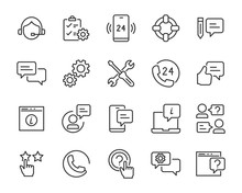 Set Of Support Icons, Help, Communication, Info, Customer Service