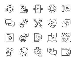 set of support icons, help, communication, info, customer service