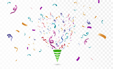 Poster - Lots of colorful tiny confetti and ribbons on transparent background. Festive event and party. Multicolor background.Colorful bright confetti isolated on transparent background.