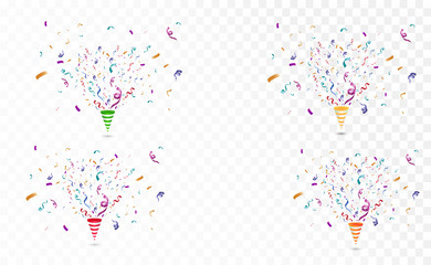 Poster - Lots of colorful tiny confetti and ribbons on transparent background. Festive event and party. Multicolor background.Colorful bright confetti isolated on transparent background.