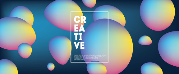 Poster - Creative abstract background with trendy fluid flow gradient shapes composition. Poster template, landing page, ui, ux, cover, banner etc.