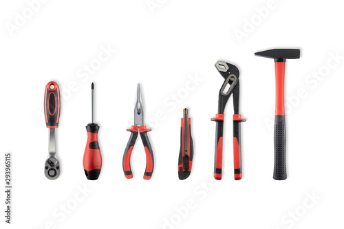Fotomural Work tools isolated on white with clipping path