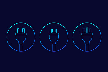 Poster - electric plugs icons, linear vector