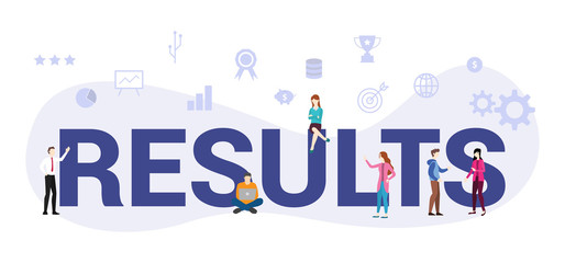 results business concept with big word or text and team people with modern flat style - vector