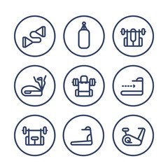 Poster - gym training line icons set