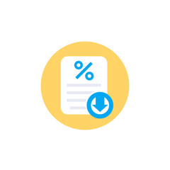 Canvas Print - rate cut icon, percent down