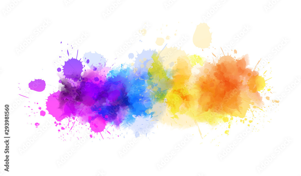 Multicolored splash watercolor blot line - obrazy, fototapety, plakaty 