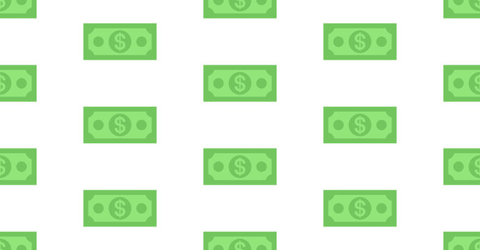 Seamless pattern with Dollar bill. isolated on white background