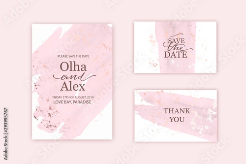 Fotomural Rose gold and blush watercolor texture card