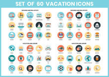 Vacation Icons Set For Business