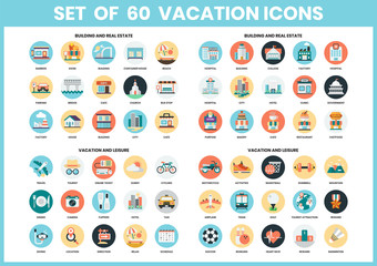 Vacation icons set for business