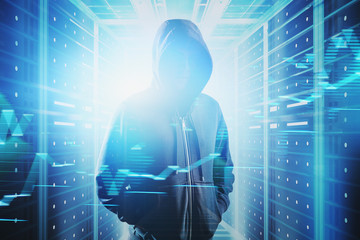Poster - Hacker in data center, cyber security