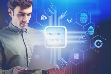 Poster - Man with laptop using machine learning interface