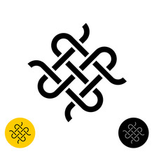  Weave Knots Celtic Style Logo. Intersected Textile Woven Lines Symbol. Adjustable Line Width.
