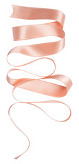 Wall Mural - pink ribbon curl isolated on white background. pink ribbon bow and curl isolated on white background