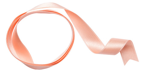Wall Mural - Pink ribbon curl isolated on white background. Pink ribbon bow and curl isolated on white background