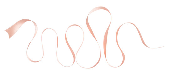 Wall Mural - Pink ribbon curl isolated on white background. Pink ribbon bow and curl isolated on white background