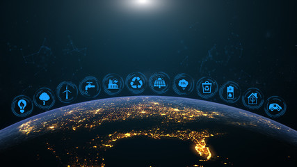 Wall Mural - earth green energy concept north america background