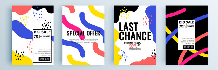 Modern abstract covers set, minimal covers design. Colorful geometric background, vector illustration.