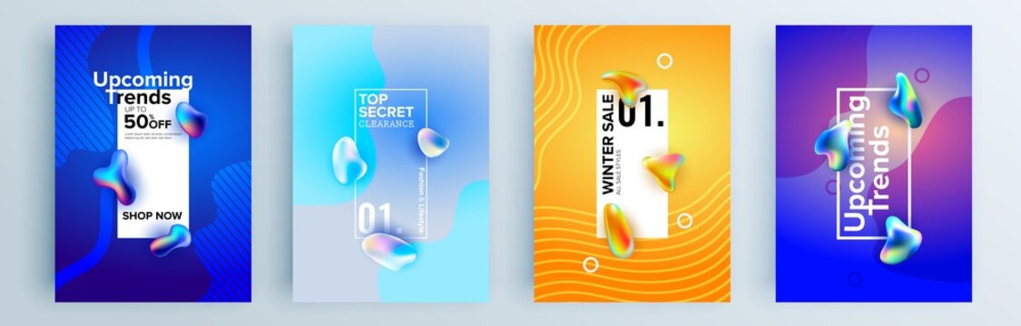 Modern abstract covers set, minimal covers design. Colorful geometric background, vector illustration.