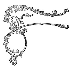 Wall Mural - Left Filigree Banner have a design left side of the page, vintage engraving.