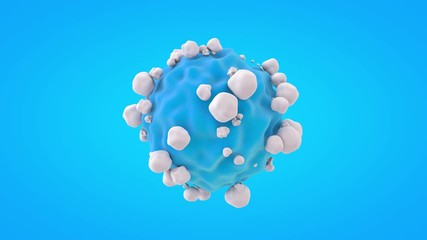 Poster - 3D animation of the blue sphere. The sphere changes shape and lots of little balls around in space.