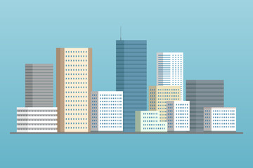 Sticker - High-rise building. Cartoon style. Vector illustration.