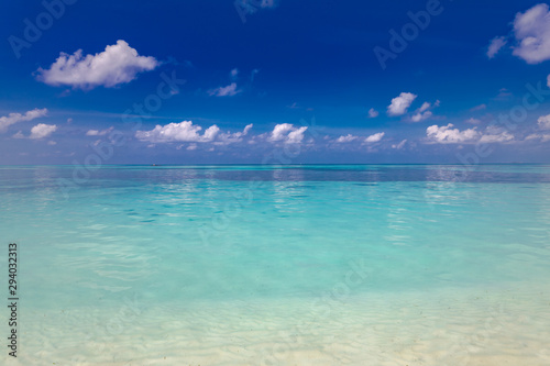 Clear aqua blue sea water and white sand beach. Exotic sea view Poster Mural XXL