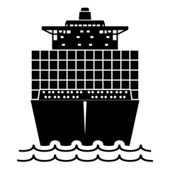 Wall Mural - gz518 GrafikZeichnung - german - Frachtschiff mit Containern / Containerschiff Symbol: english - cargo ship with containers / container ship icon: simple template - square - xxl g8604