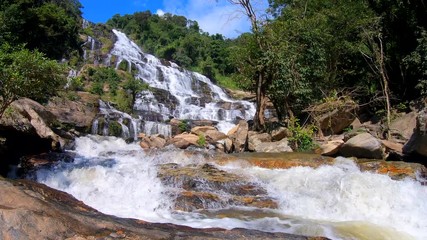 Sticker - Waterfalls in beautiful and great forest.  Mae Ya Waterfall Chiang Mai Province Thailand