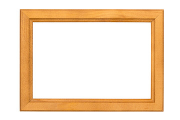 Simple wooden photo frame isolated on white background