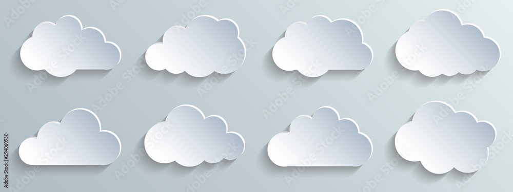 Set paper white clouds – vector for stock - obrazy, fototapety, plakaty 