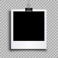 Fototapete - Empty black photo frame with shadows hung on a binder - stock vector