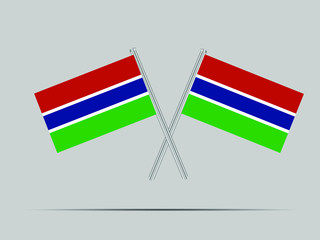 Gambia National flag on two flagpole, isolated on background. Good for map, placement your business. original color and proportion. vector illustration,countries set.