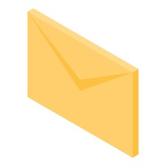 Poster - Yellow mail letter icon. Isometric of yellow mail letter vector icon for web design isolated on white background