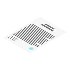 Poster - Document paper icon. Isometric of document paper vector icon for web design isolated on white background