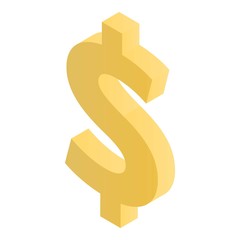 Poster - Gold dollar sign icon. Isometric of gold dollar sign vector icon for web design isolated on white background