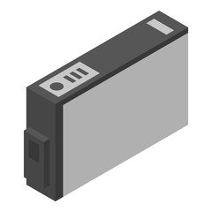 Poster - Black ink printer cartridge icon. Isometric of black ink printer cartridge vector icon for web design isolated on white background