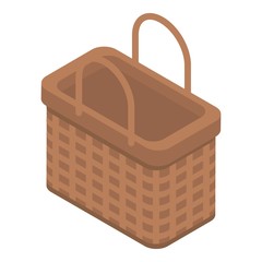 Wall Mural - Wicker basket icon. Isometric of wicker basket vector icon for web design isolated on white background