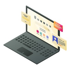 Poster - Modern laptop icon. Isometric of modern laptop vector icon for web design isolated on white background