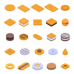 Wall Mural - Cookie icons set. Isometric set of cookie vector icons for web design isolated on white background