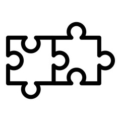 Poster - Two connected puzzles icon. Outline two connected puzzles vector icon for web design isolated on white background