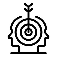 Poster - Arrow in the target two heads icon. Outline arrow in the target two heads vector icon for web design isolated on white background