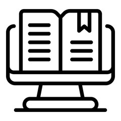Poster - Ebook on the monitor icon. Outline ebook on the monitor vector icon for web design isolated on white background