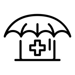 Canvas Print - First aid kit and umbrella icon. Outline first aid kit and umbrella vector icon for web design isolated on white background