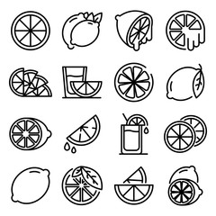 Poster - Lime icons set. Outline set of lime vector icons for web design isolated on white background