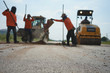 © suwichan - Repairing a damaged road To allow people to travel safely (blurred images)